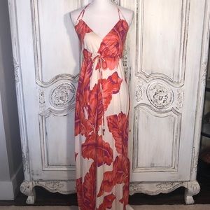 Banana Republic Milly Collection Jersey Tropical Print Backless Empire Maxi